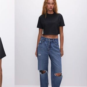 Good American cropped black tshirt size 1 excellent condition